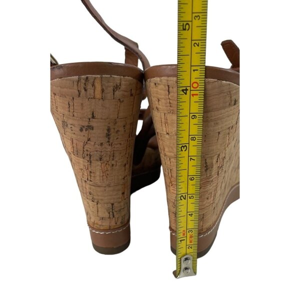 Franco Sarto Womens Size 8.5M Open Toe Platform Wedge Sandals Brown Leather - Picture 10 of 10